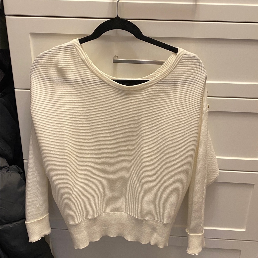 Express Off-White Ribbed Top